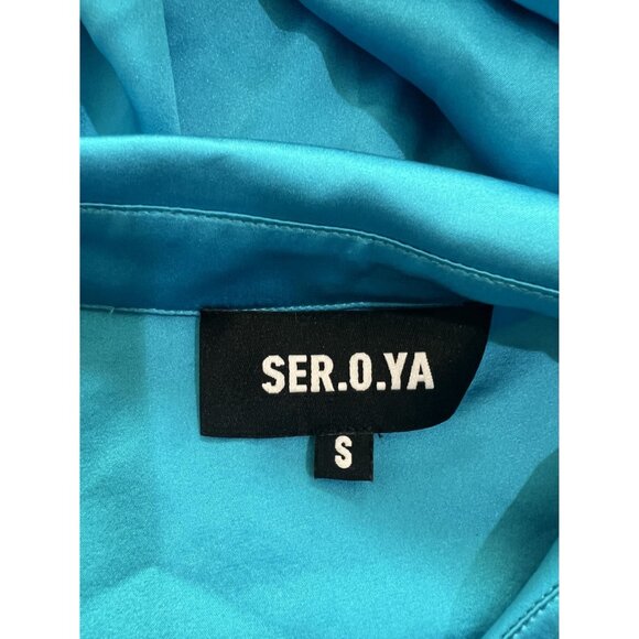 SER.O.YA Karry Silk Shirt in Turquoise - Picture 4 of 4